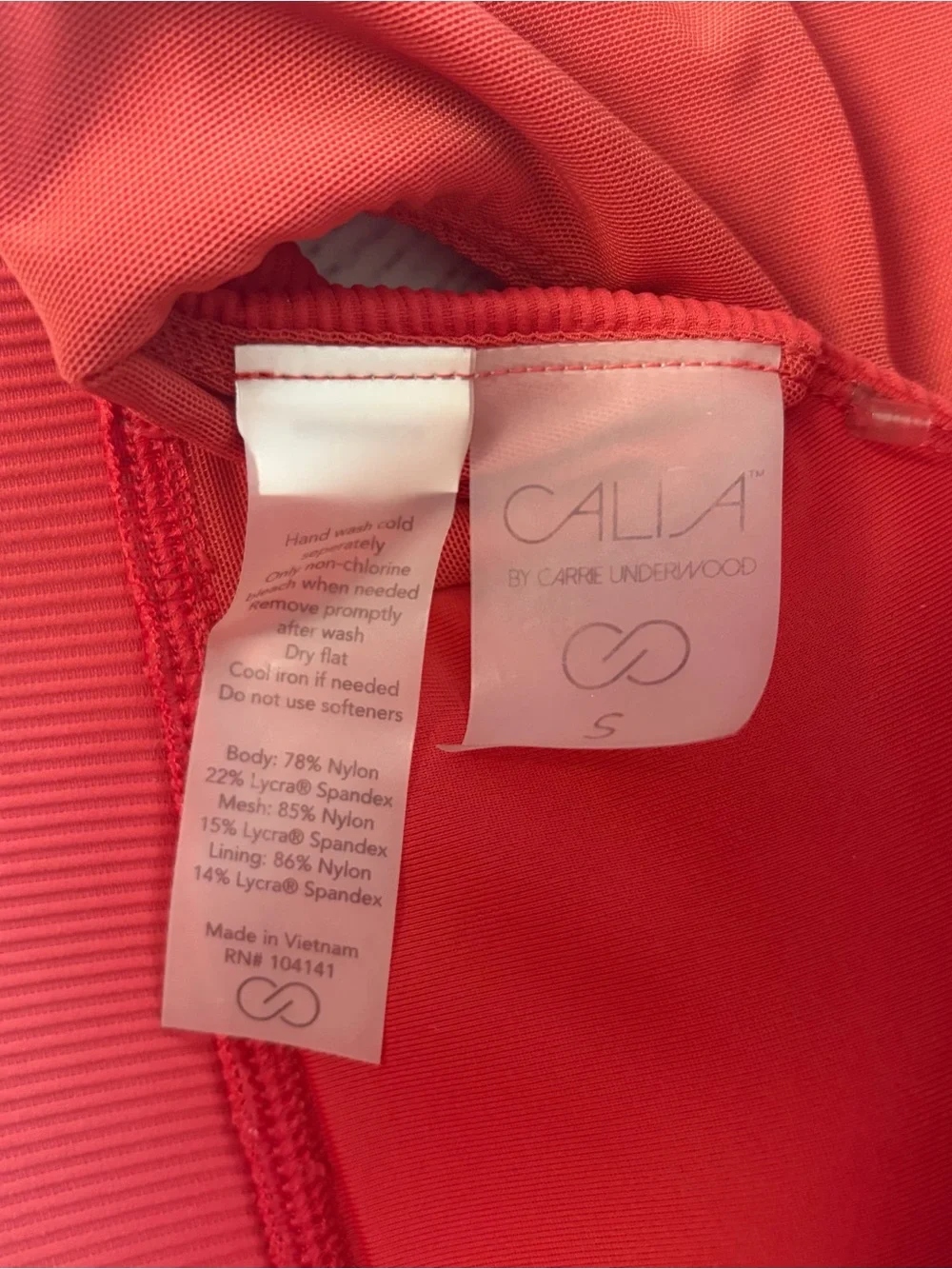 CALIA Ribbed Tie-Front Racerback Red Swim Bikini Top Size Small